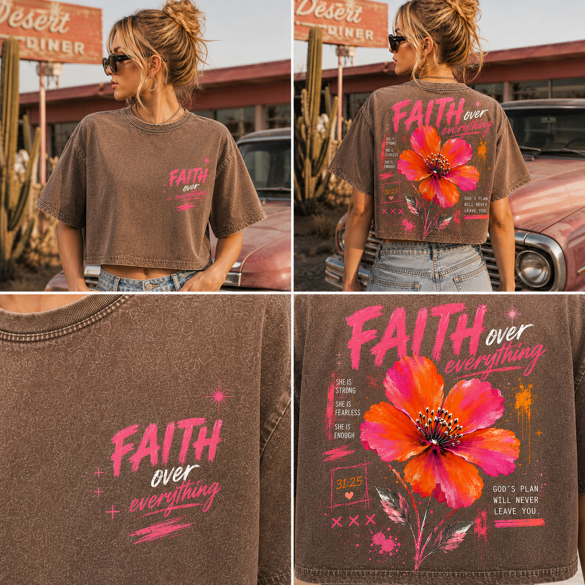 Faith Over Everything – Women’s Vintage Crop Tee