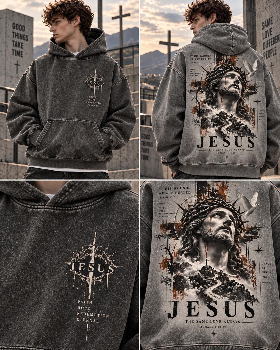 Jesus Faith Vintage Hoodie – Washed Beige