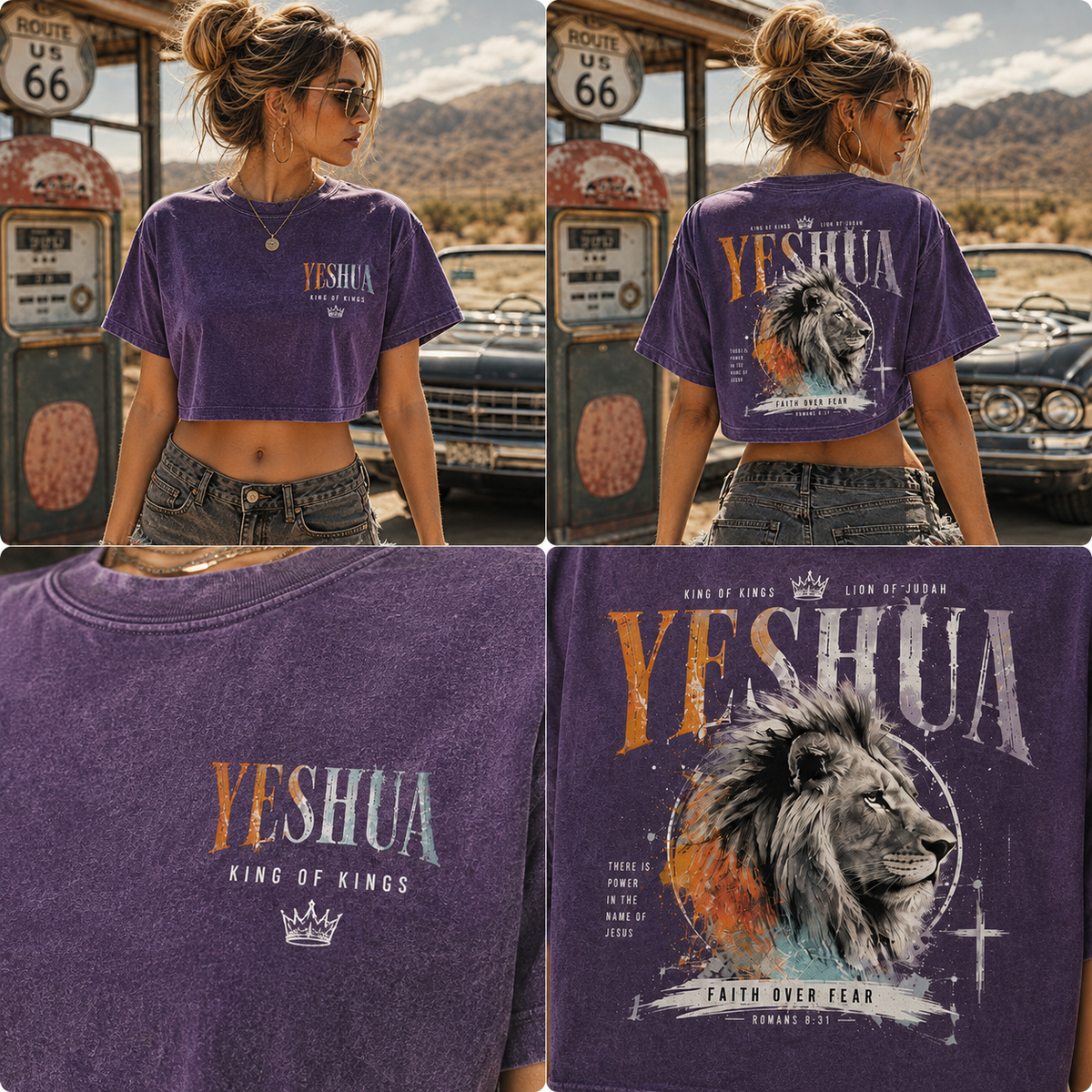 YESHUA Lion of Judah Crop Top – Vintage Faith Tee