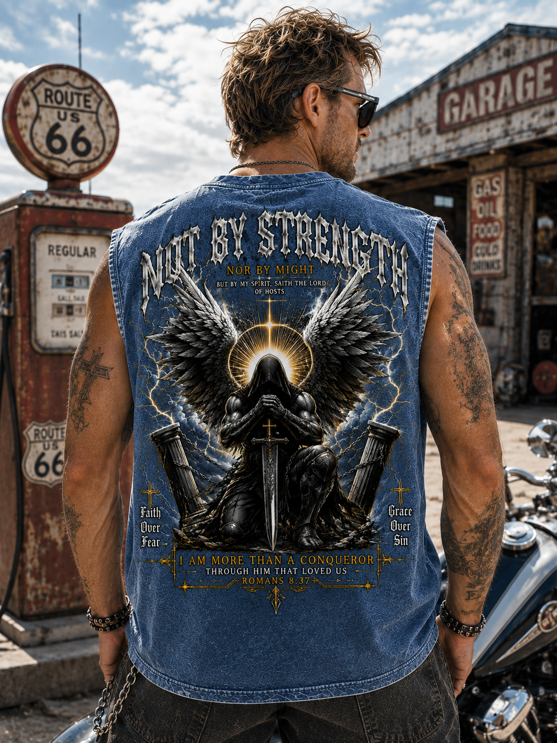 Not By Strength Washed Black Faith Tank Top