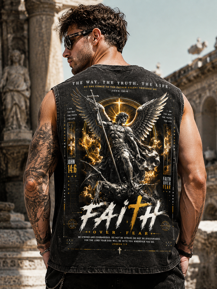 Faith Over Fear – Vintage Angel Washed Tank Top