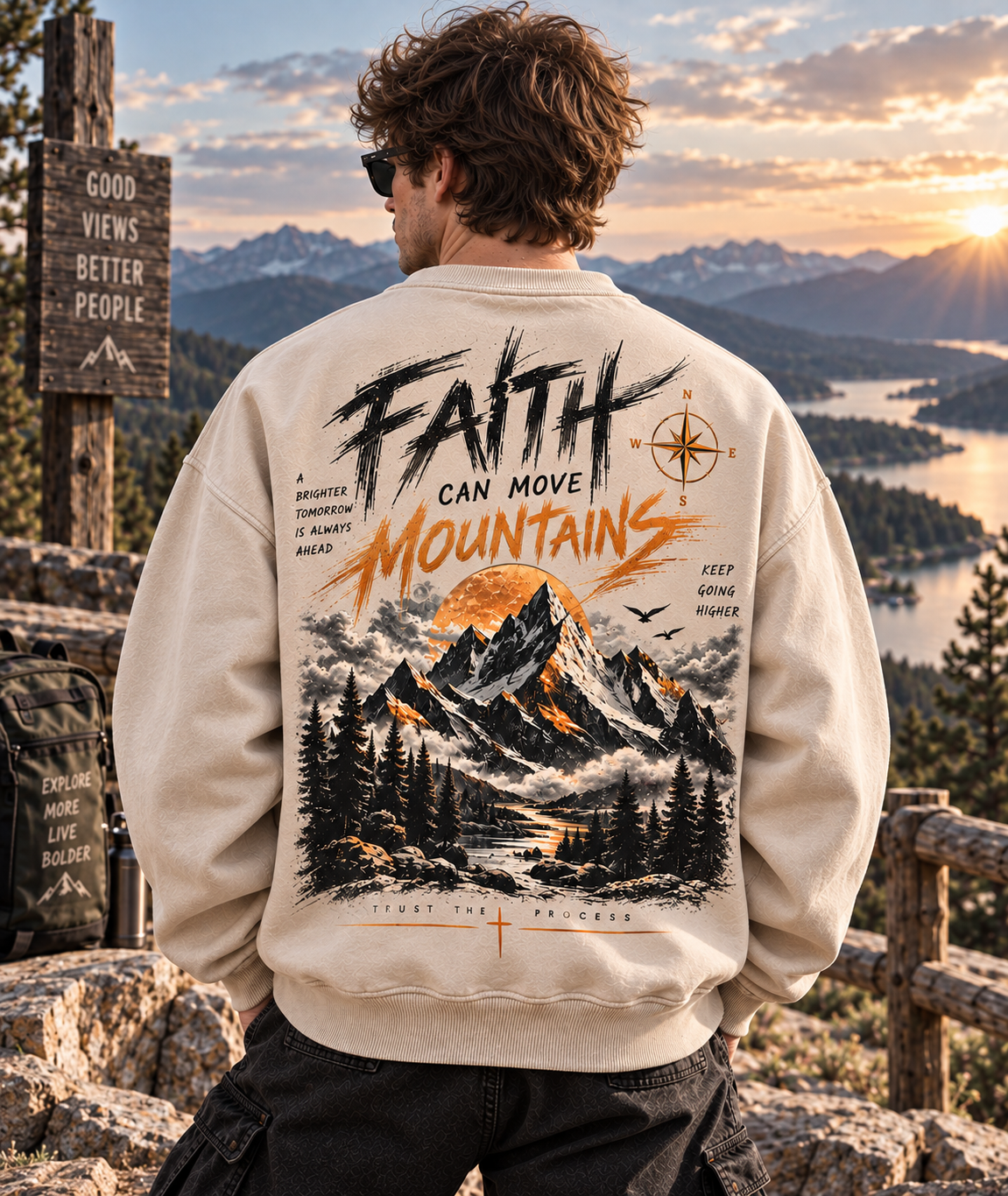 Faith Can Move Mountains – Vintage Mountain Sweatshirt