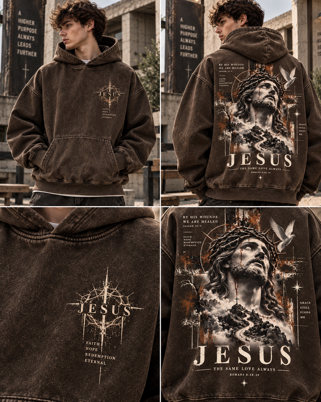 Jesus Faith Vintage Hoodie – Washed Beige