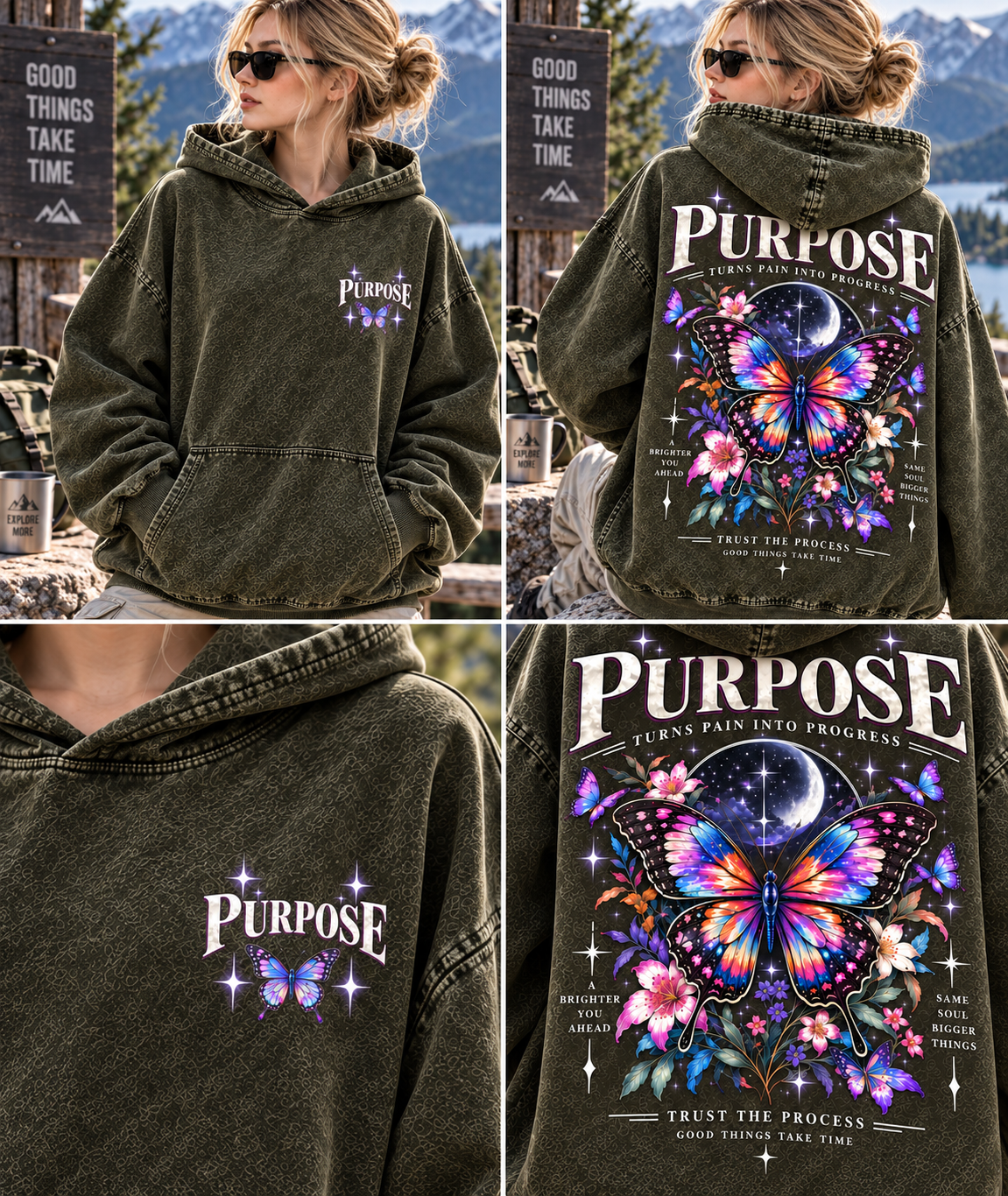 Purpose Butterfly Oversized Washed Hoodie