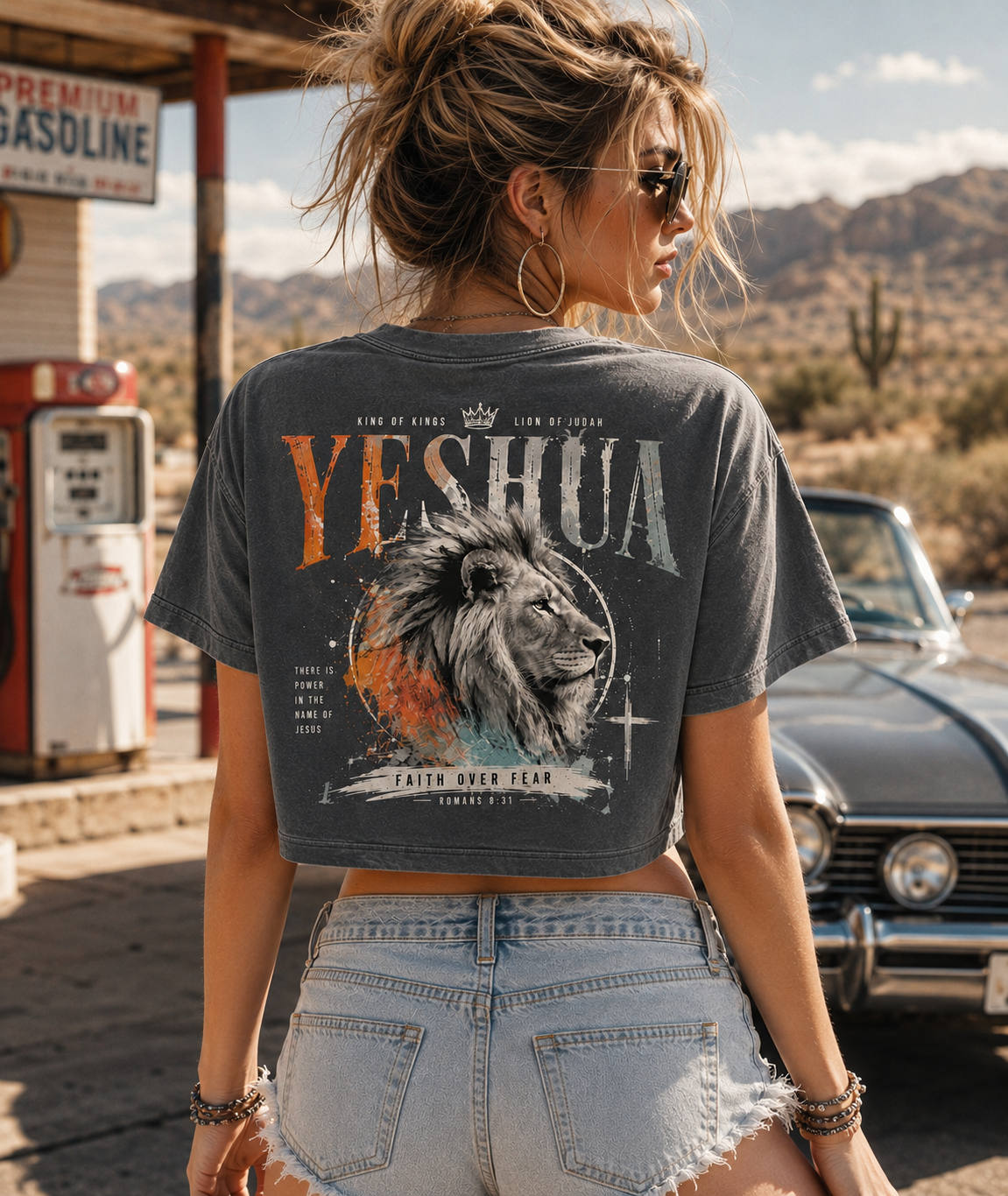 YESHUA Lion of Judah Crop Top – Vintage Faith Tee