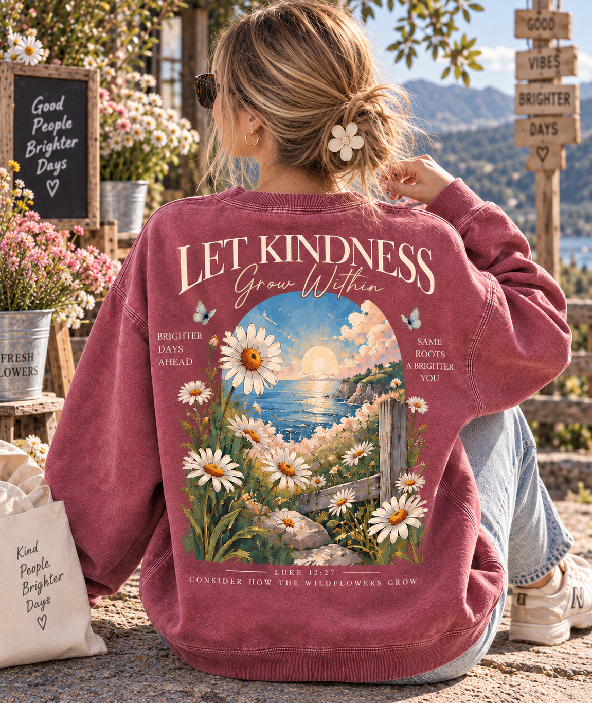 Let Kindness Grow Within – Vintage Floral Sweatshirt