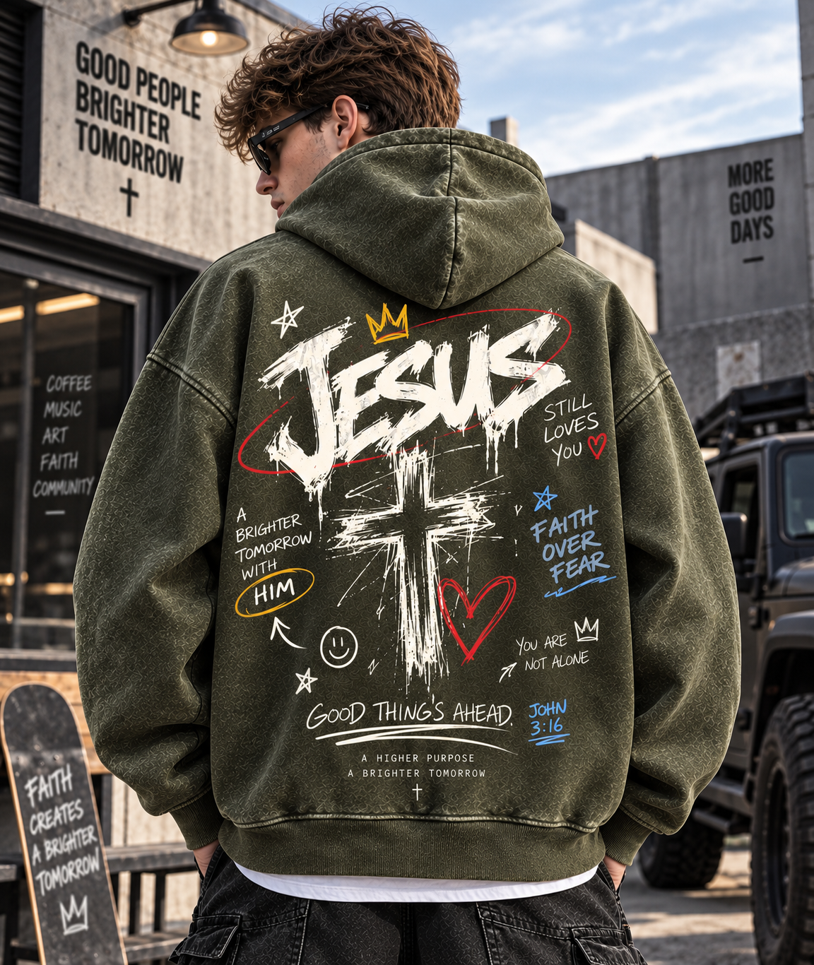 JESUS Faith Over Fear – Vintage Wash Hoodie