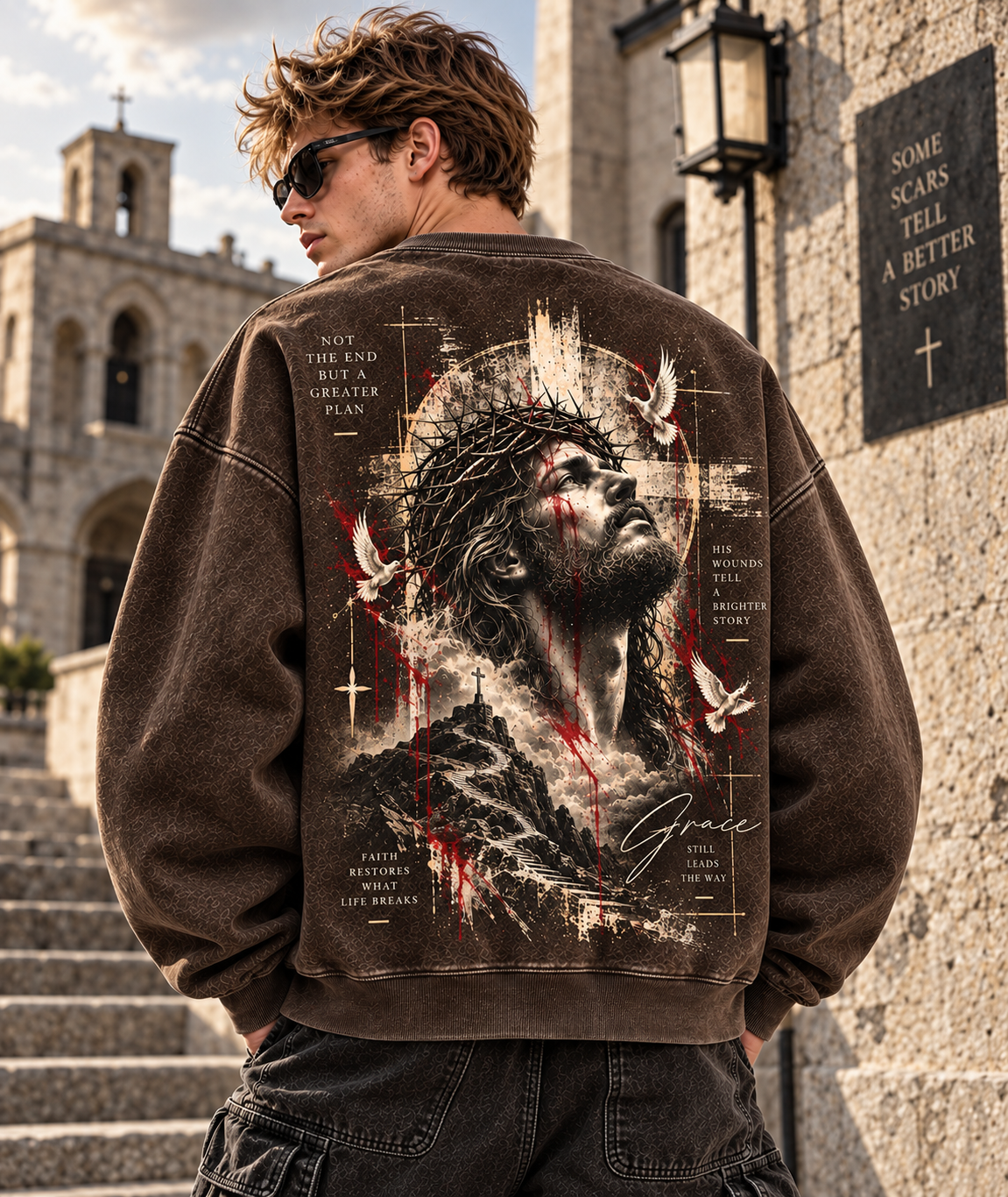 Grace Still Leads The Way – Vintage Faith Washed Sweatshirt