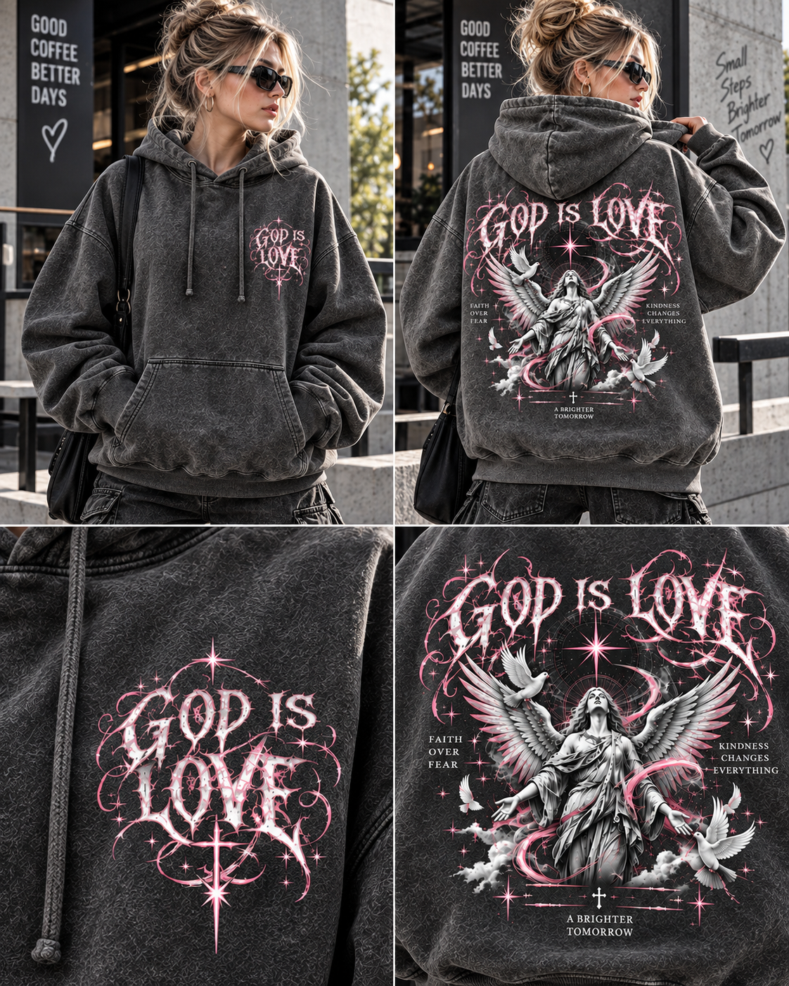 God Is Love Vintage Angel Hoodie