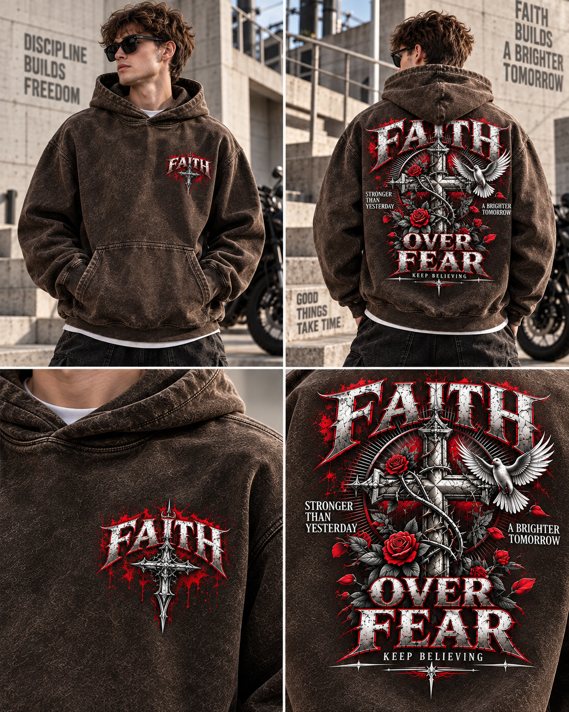 Faith Over Fear – Vintage Graphic Hoodie