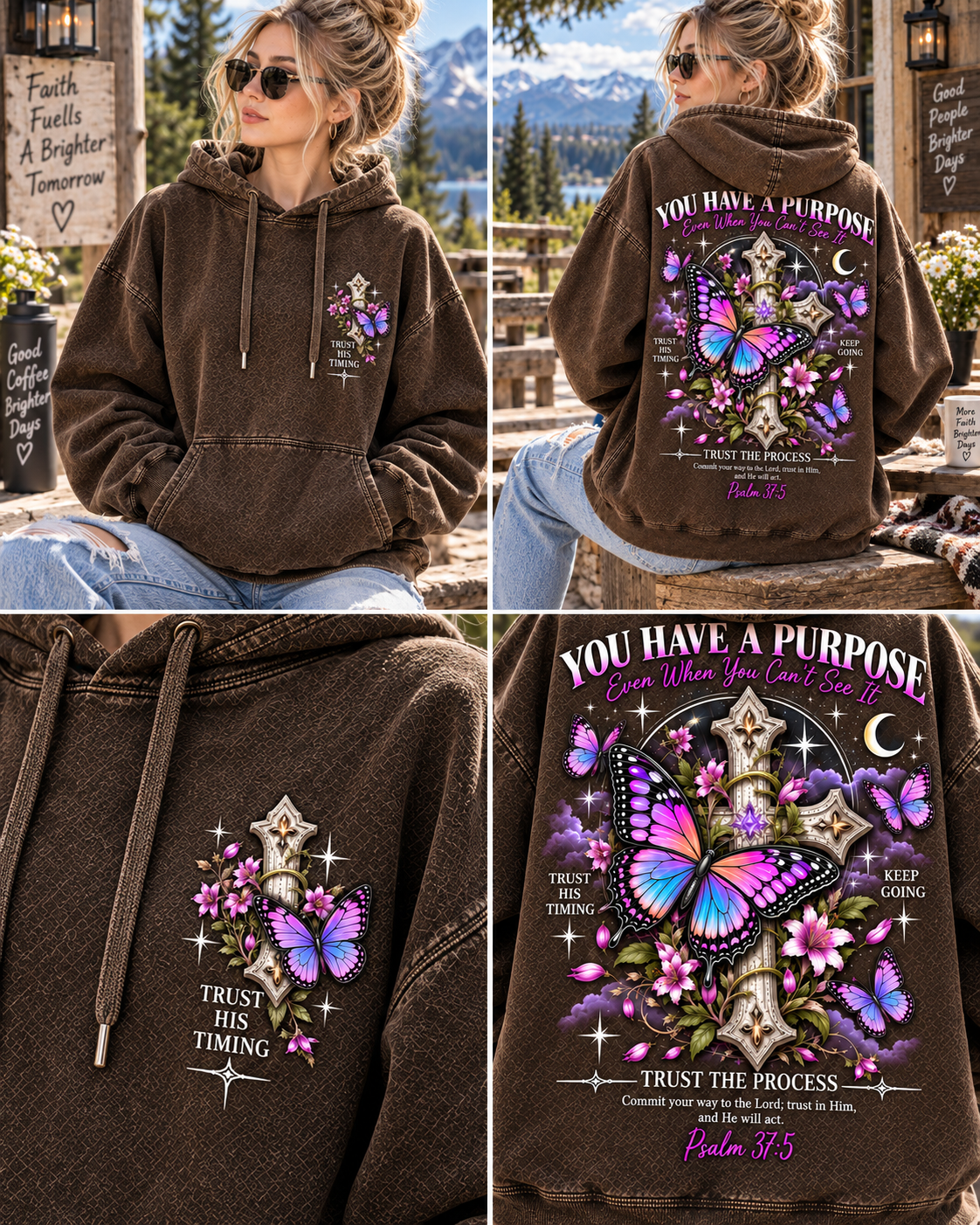 You Have a Purpose – Vintage Faith Butterfly Hoodie