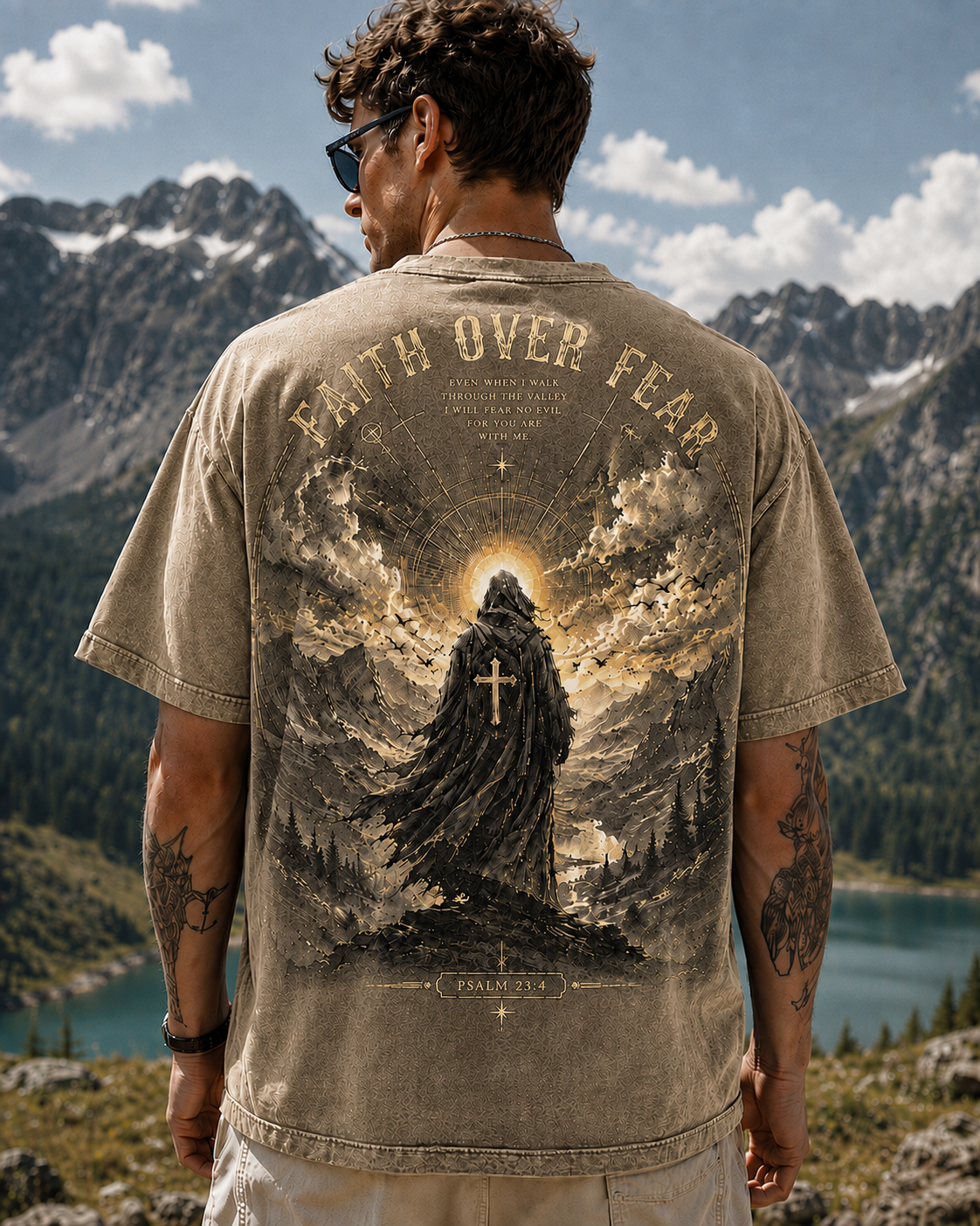 Faith Over Fear Vintage Graphic Tee – Unisex Washed T-Shirt