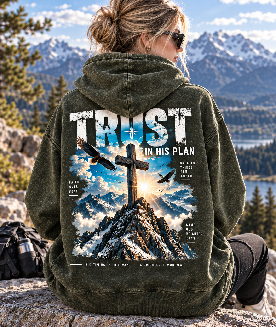 Trust In His Plan Hoodie – Vintage Mountain Faith
