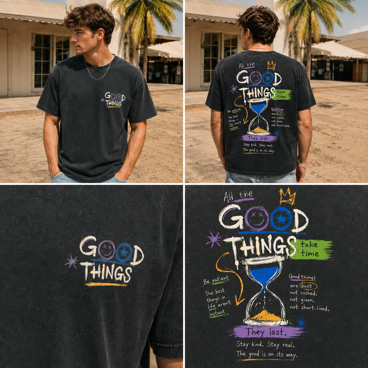 Vintage GOOD THINGS Graphic T-Shirt – Unisex Washed Tee