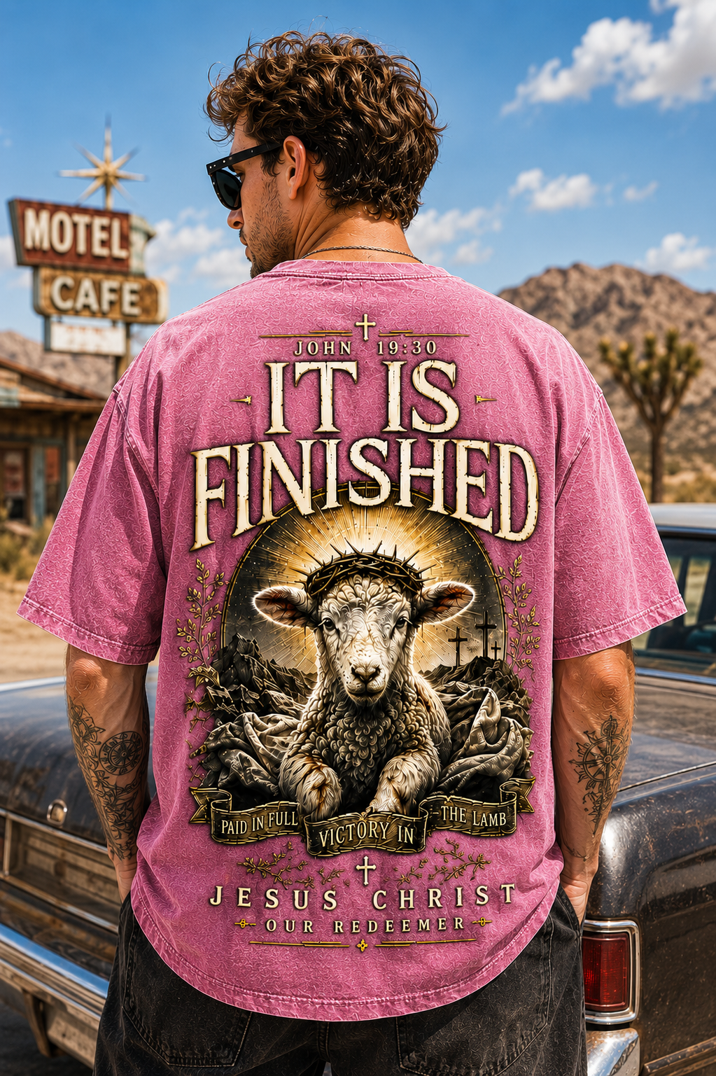 It Is Finished Washed Black Tee